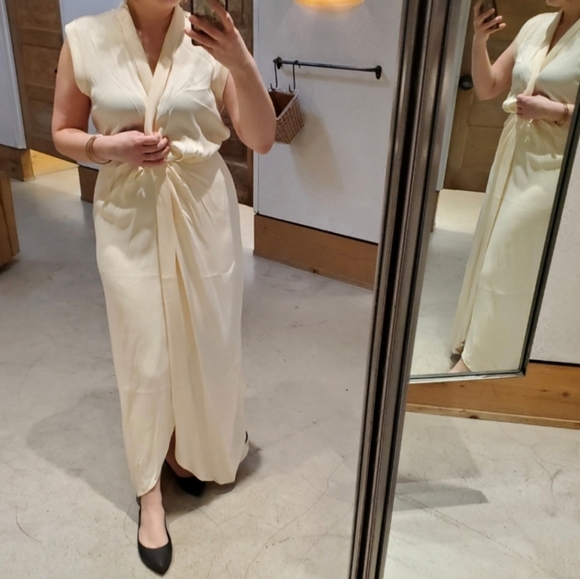 Cream Satin Maxi Dress - Picture 3 of 12